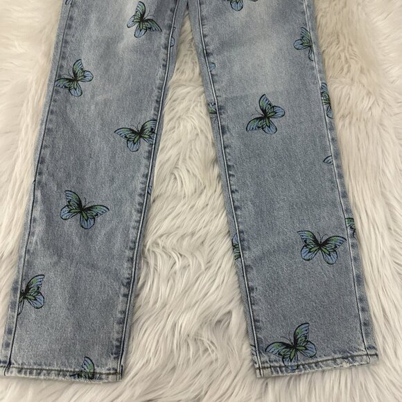PACSUN womens NWT Dad Jeans Butterfly pattern 22 light wash y2k - Picture 10 of 16